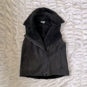 Vince shearling suede moto vest - like new! Size small